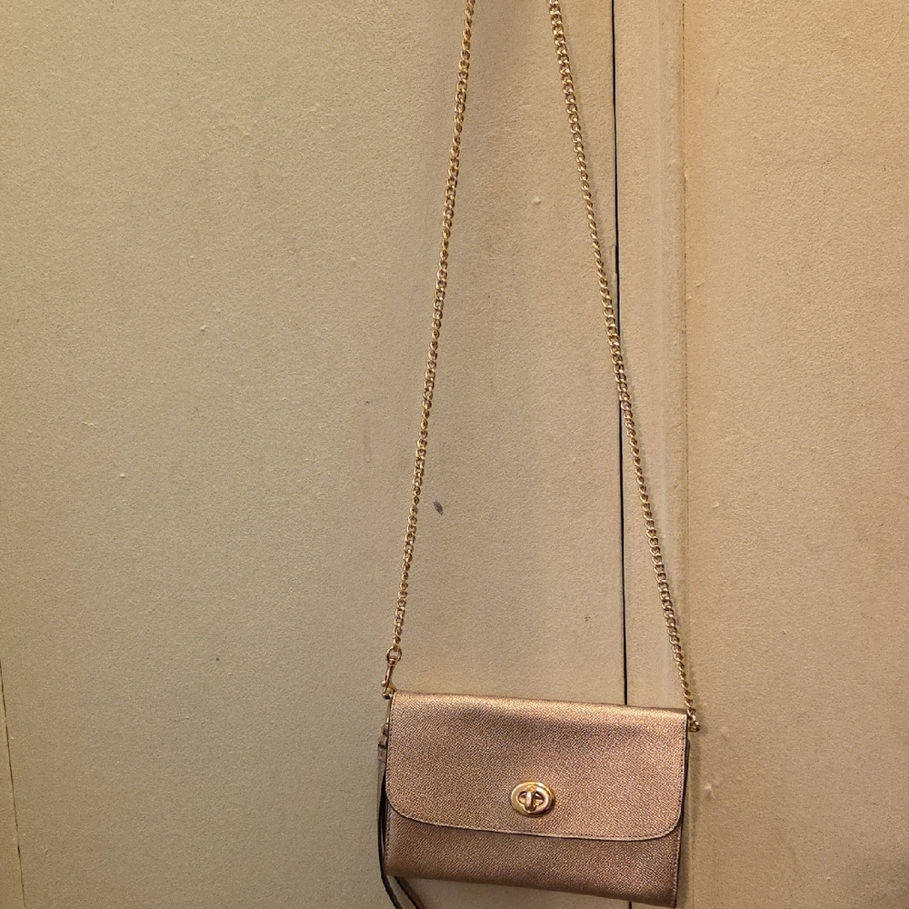 Gold Chain Crossbody Bag - Women's Metallic Shoulder Purse